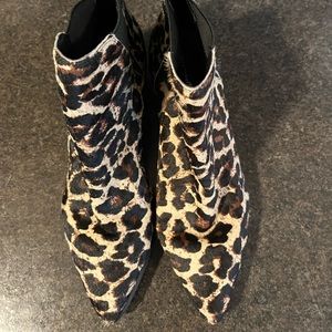 Leopard print ankle boots.